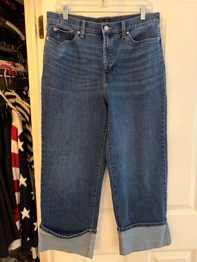 Banana Republic Factory Dark Blue Cropped High Rise Jeans
